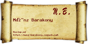 Münz Barakony névjegykártya